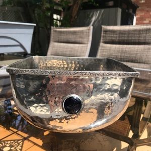 Silver Plated Container with Glass Decal